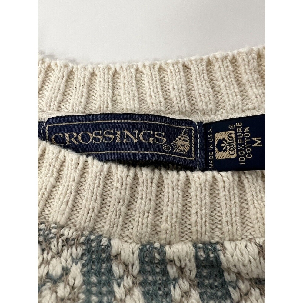 Vintage Sweater Crossings Cotton Knit Soft M - Picture 5 of 5
